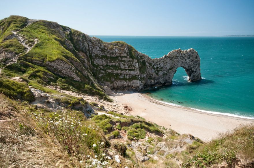 North Devon, South West Coastal Path, Dorset. Durdle Door, part of the Jurassic Coastline of England.